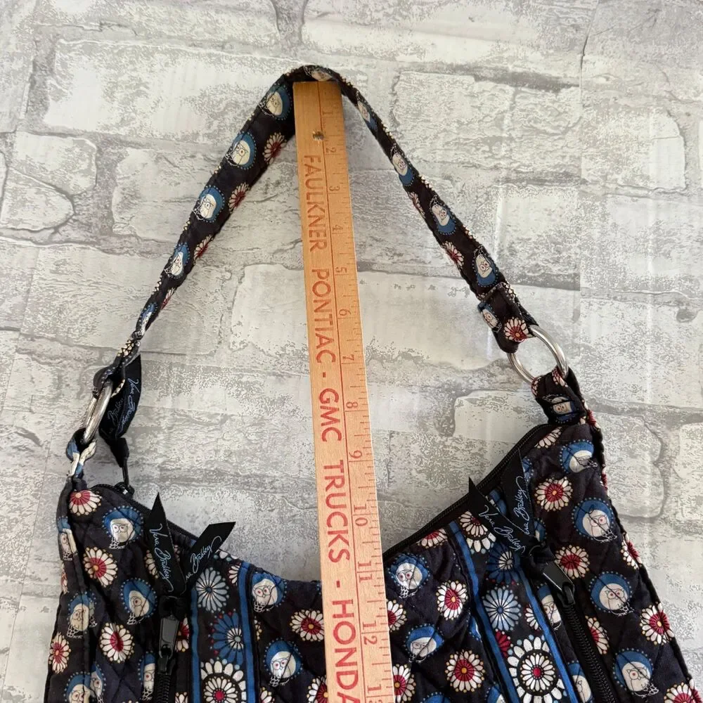 Vera Bradley Retired Night Owl Brown Black Quilted Cotton Hobo Shoulder Bag